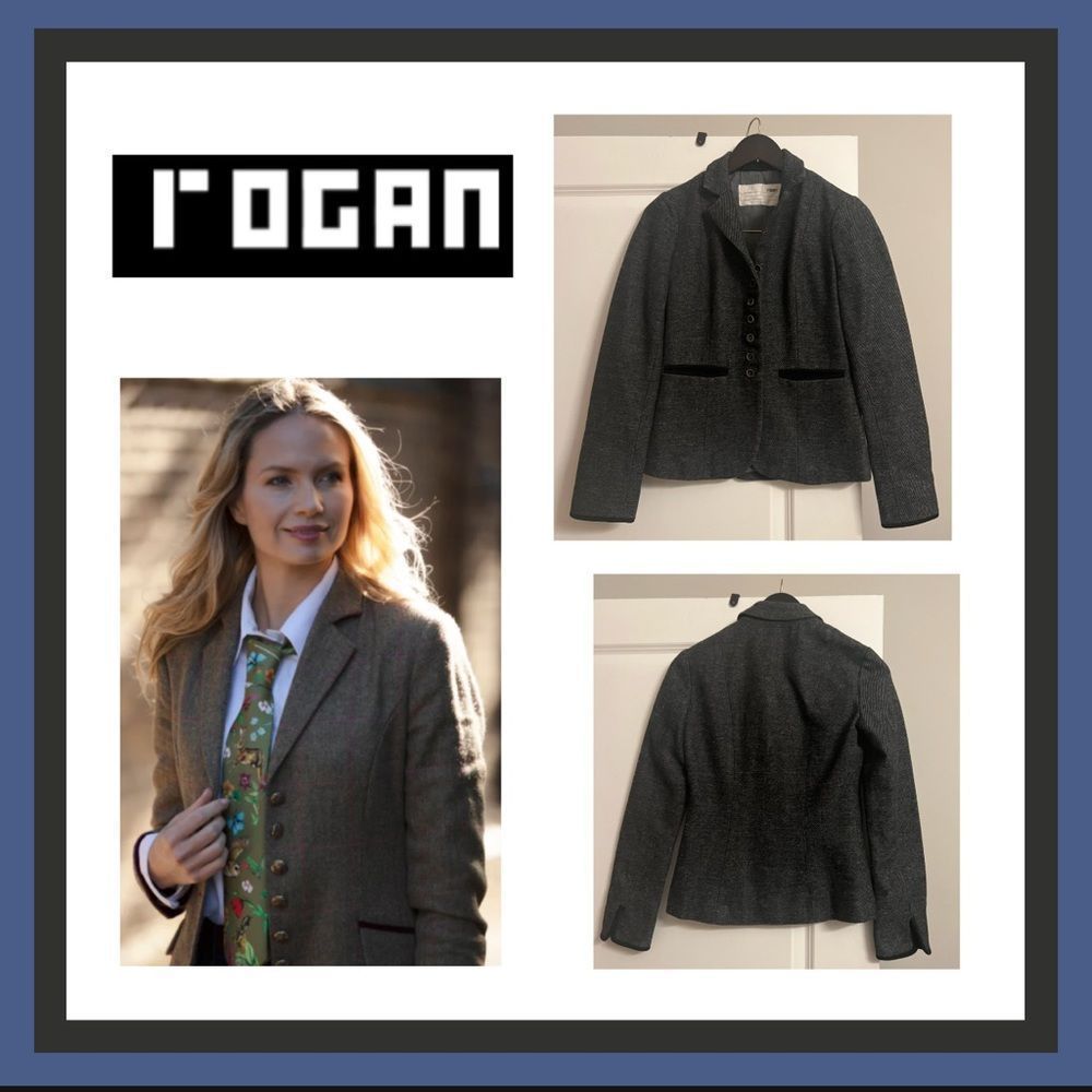 Rogan Grey and Black Stylish Button Front Fully Lined Blazer Size XS